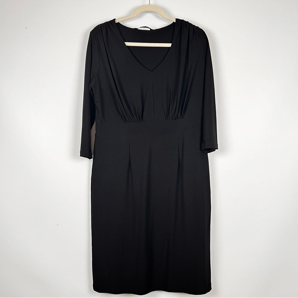 Shape Benefits By Chadwick’s Black V-neck Pleated Top Dress  Knee Length Size 14